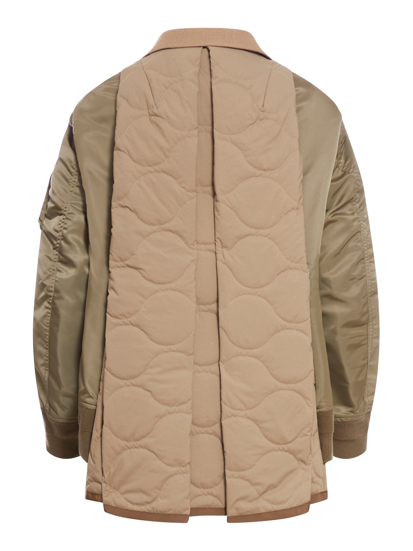 Wool melton & quilted nylon twill coat