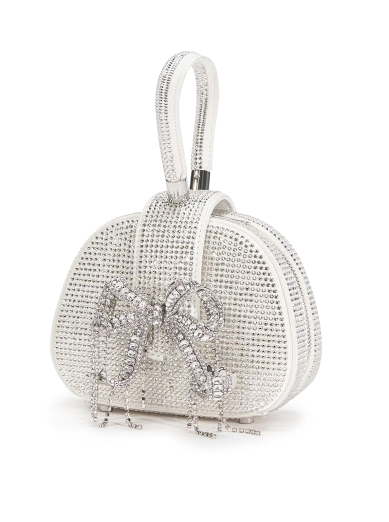 CREAM RHINESTONE TOP HANDLE MICRO BAG