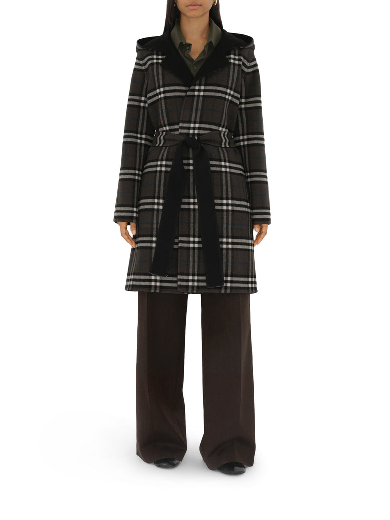 Medium Reversible Wool Check Car Coat