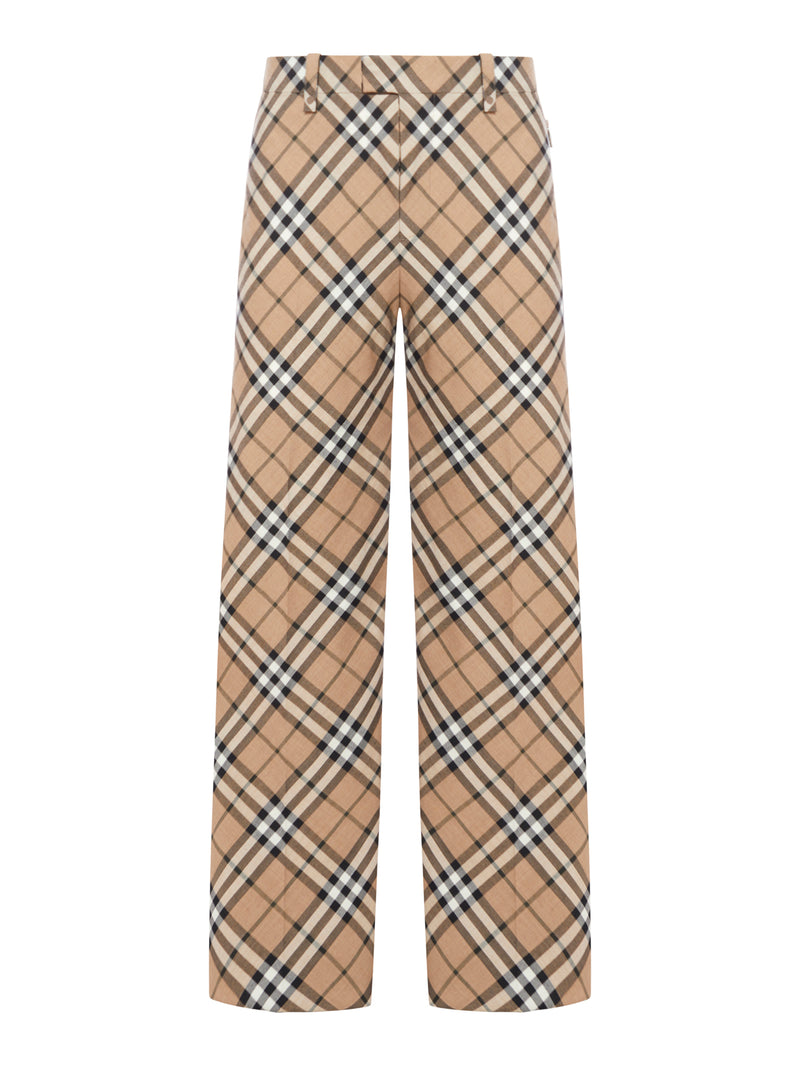 Check Wool Blend Tailored Trousers