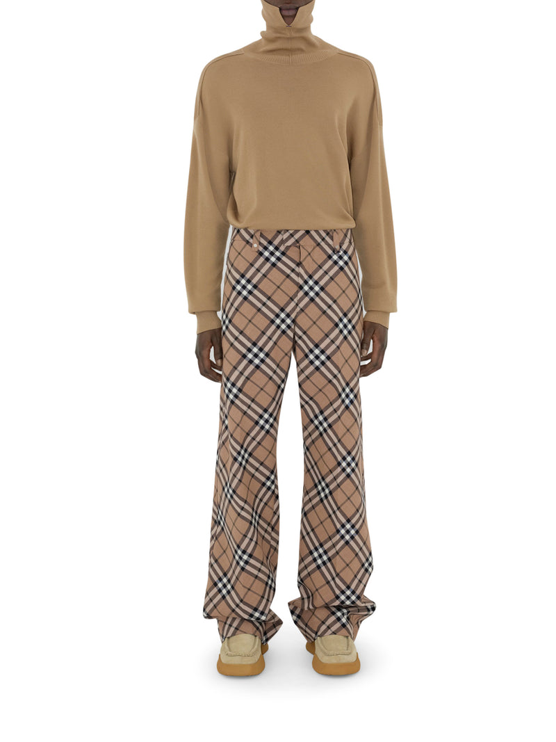 Check Wool Blend Tailored Trousers