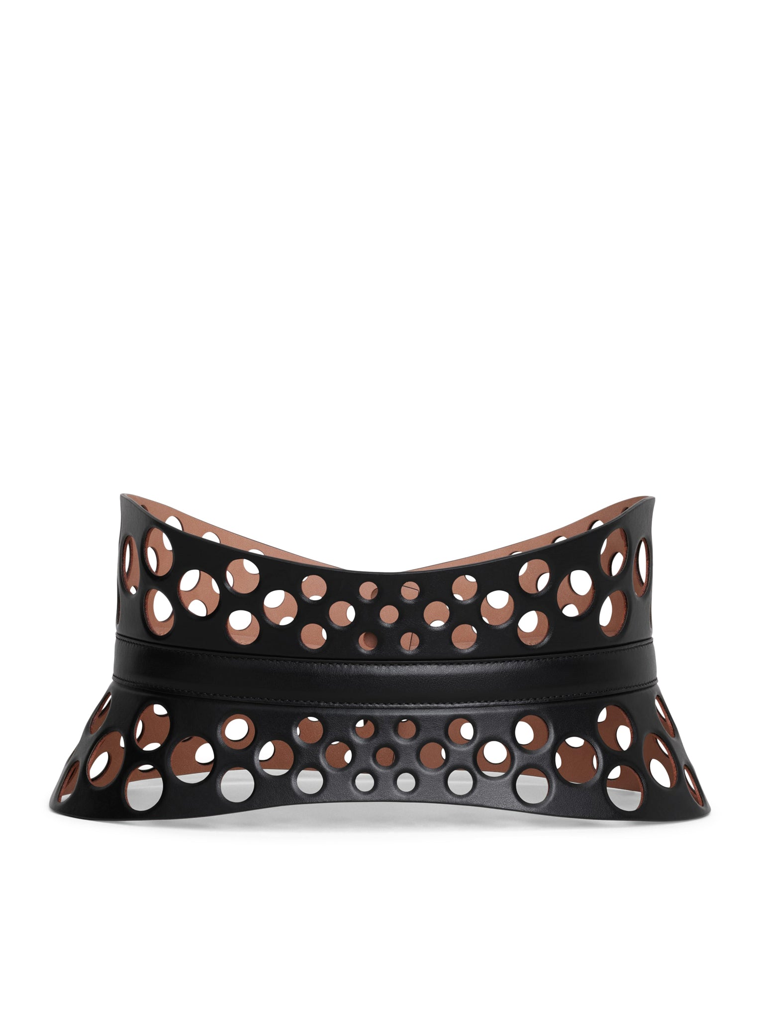 NEO BUSTIER BELT IN PERFORATED CALF LEATHER