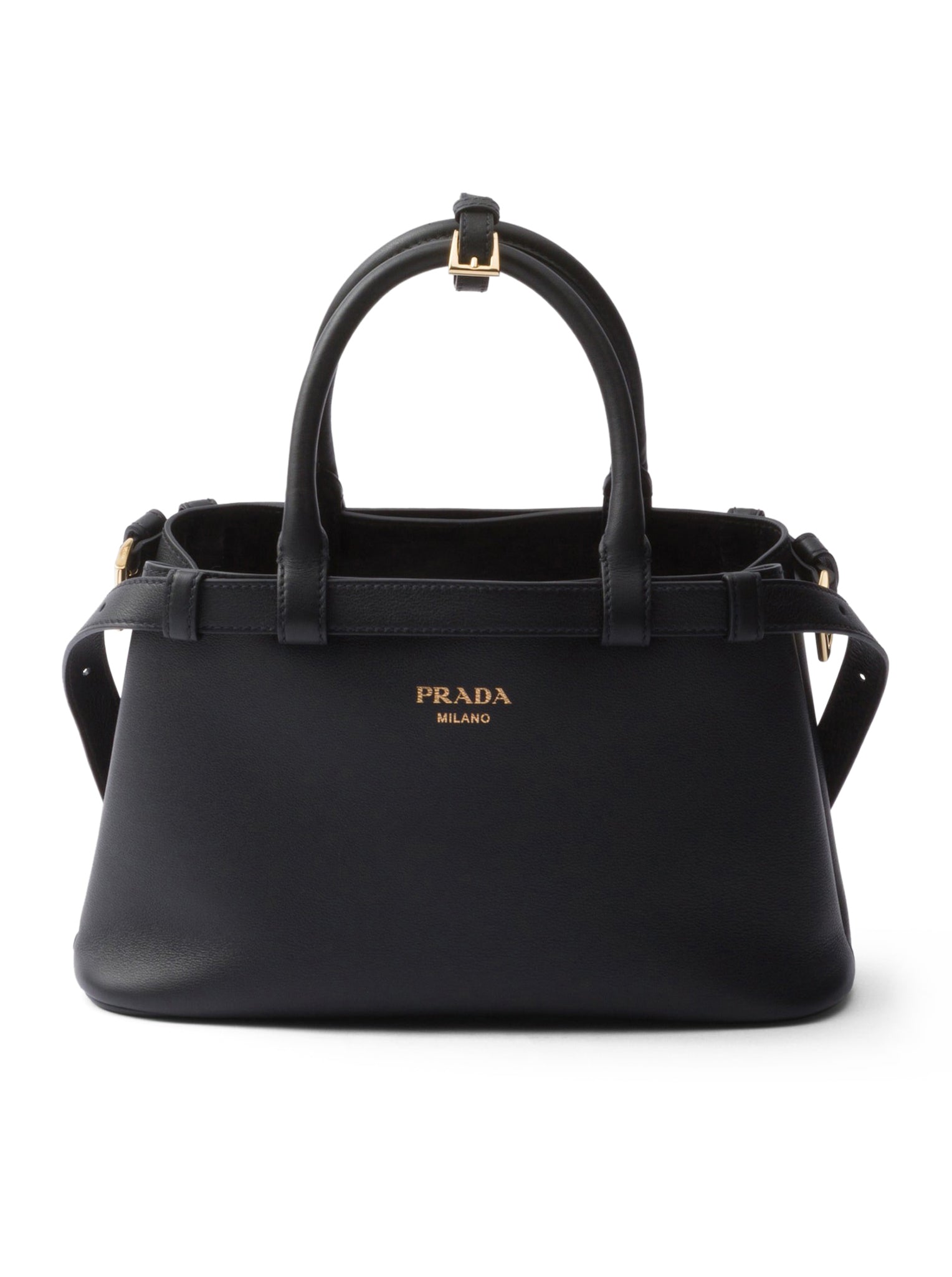 Prada Buckle small leather bag with double belt