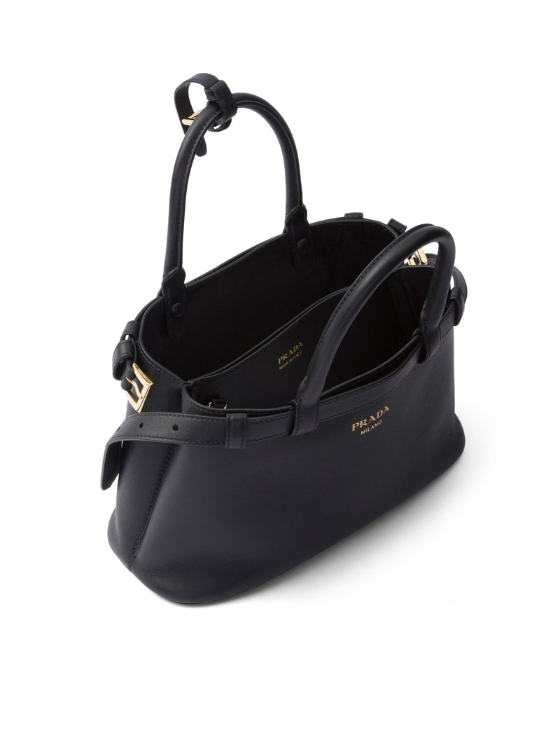 Prada Buckle small leather bag with double belt