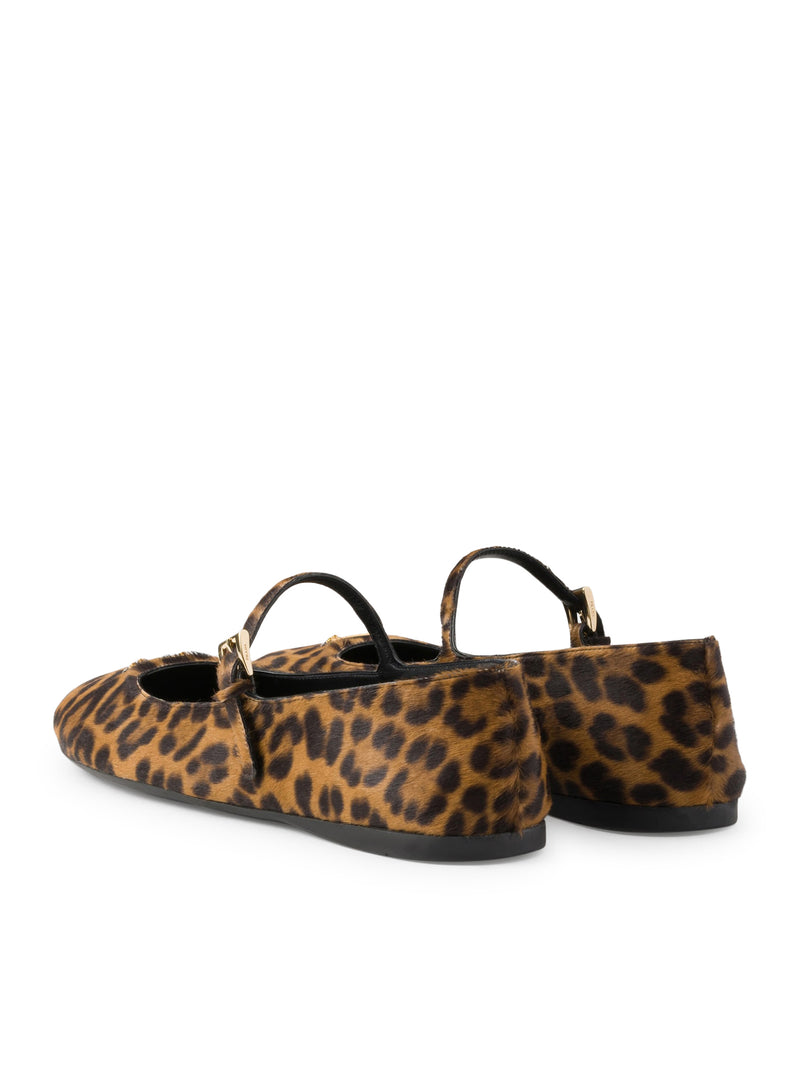 Printed leather ballerinas