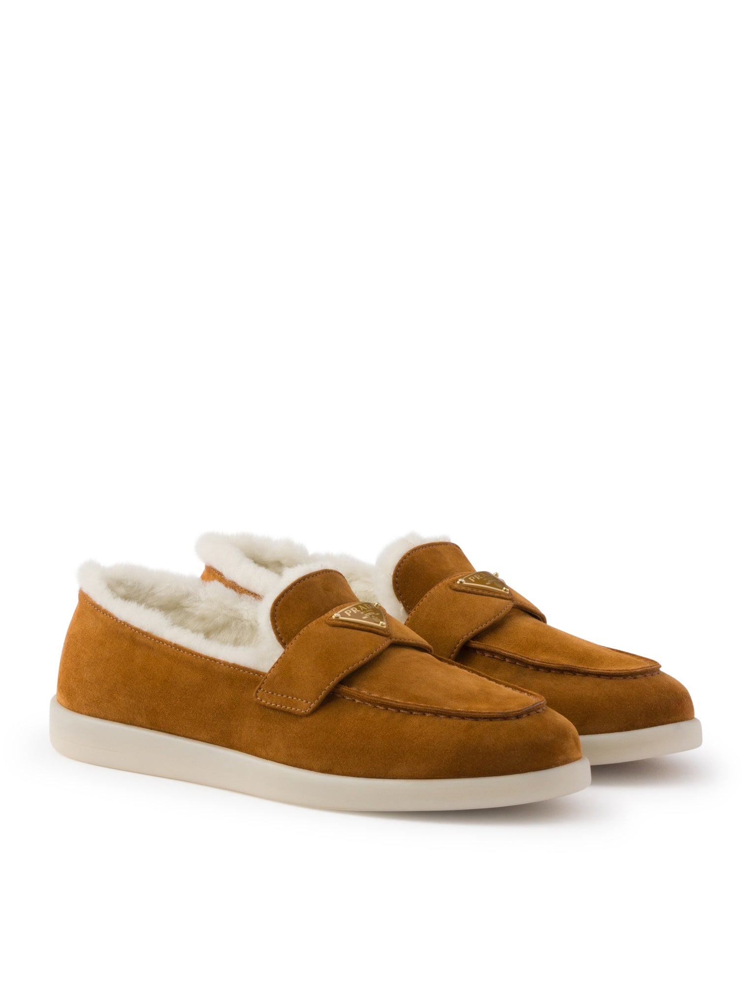 Suede and sheepskin loafers