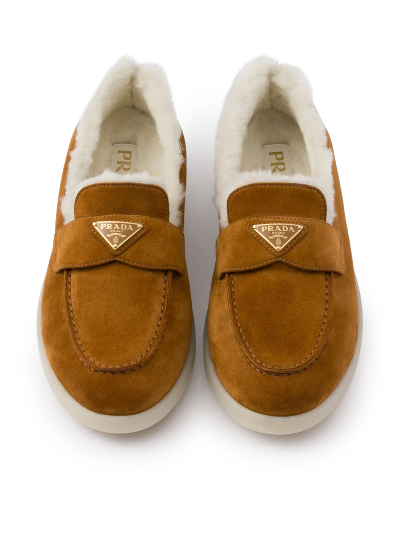 Suede and sheepskin loafers