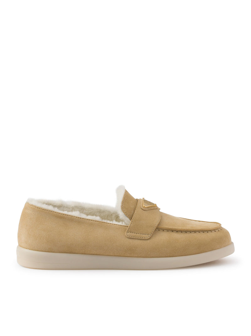 Suede and sheepskin loafers