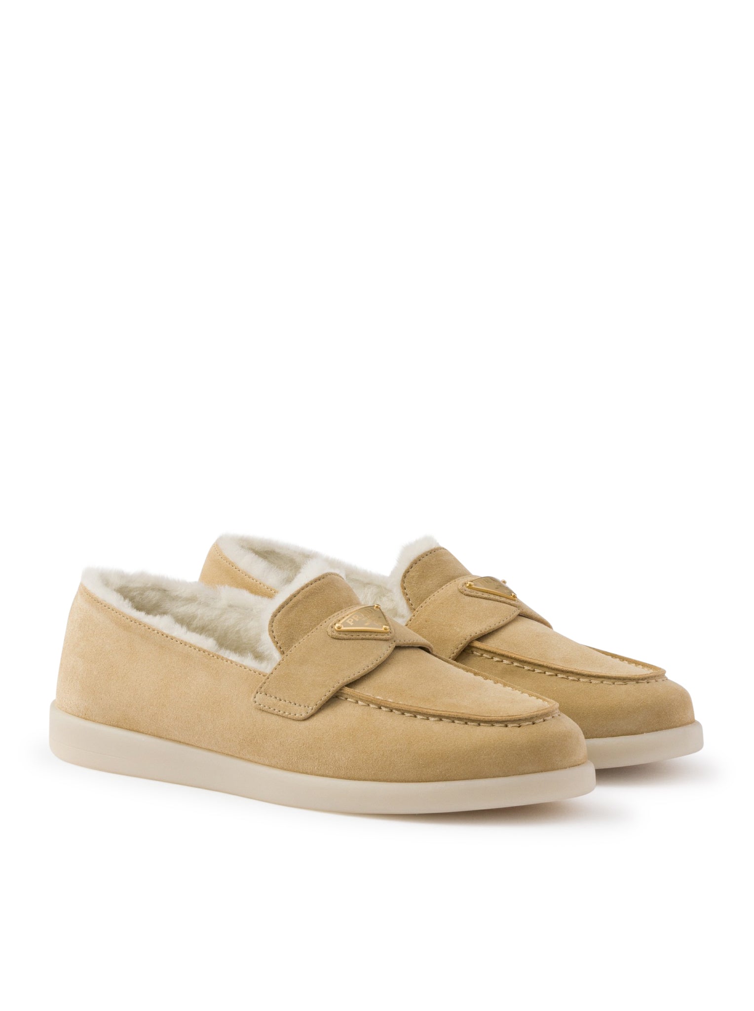 Suede and sheepskin loafers