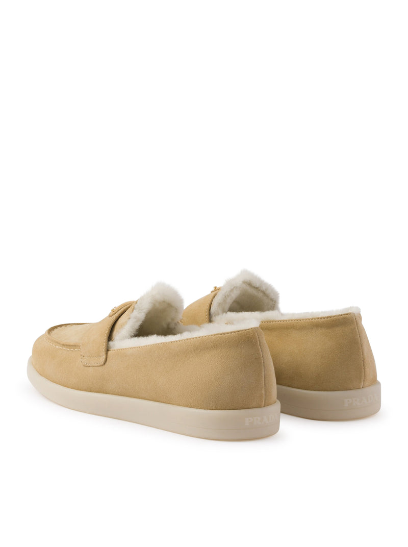 Suede and sheepskin loafers