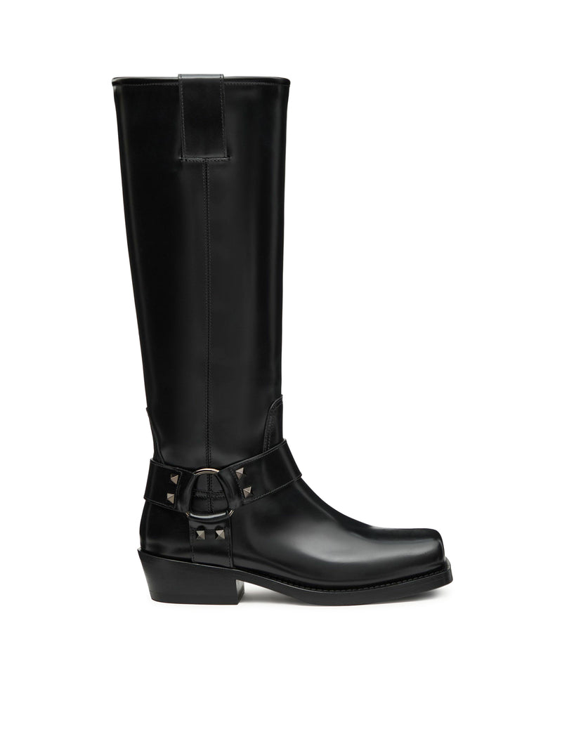 40MM ROCKSTUD CALFSKIN BIKER BOOT