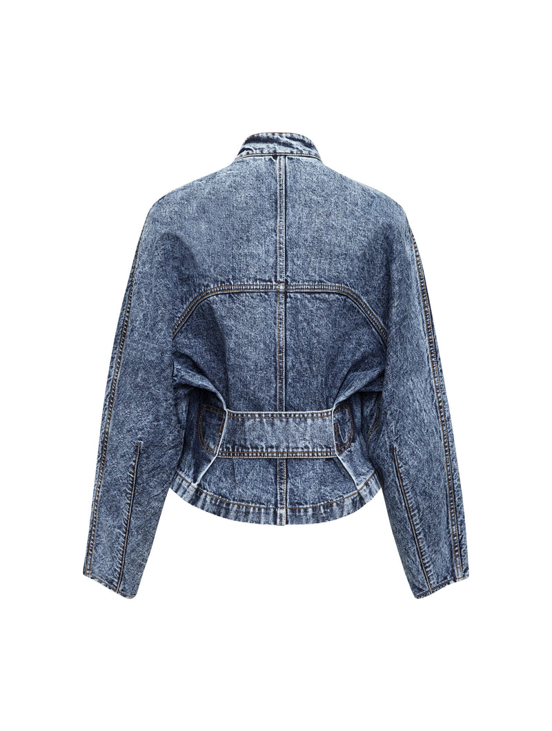 ROUNDED RACING JACKET IN SNOW DENIM