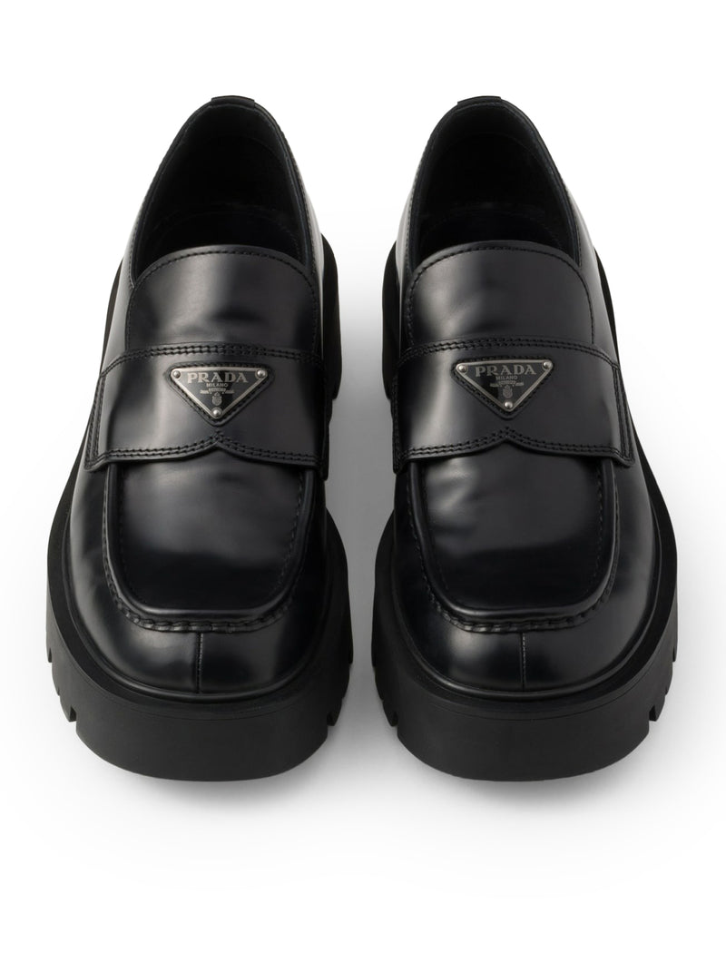 Brushed leather loafers