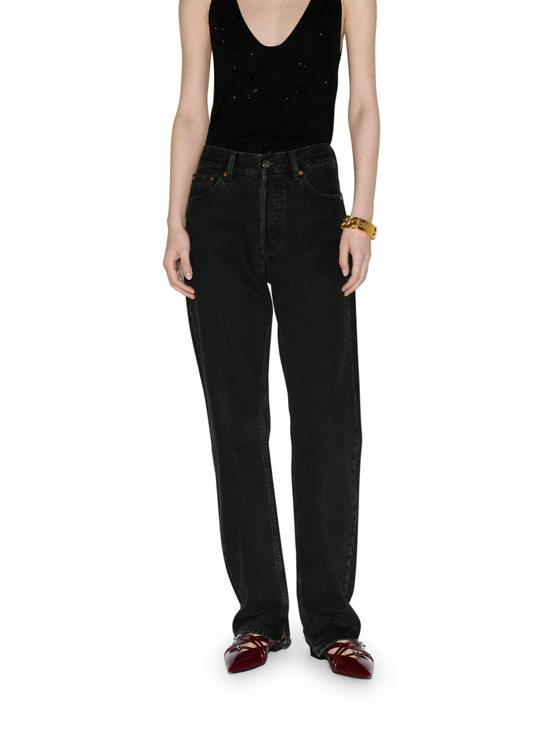 STRAIGHT DENIM PANT WITH LASER DETAIL