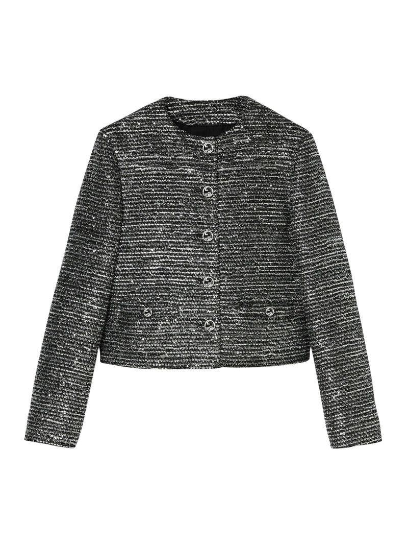 STRIPED TWEED LAMÉ JACKET