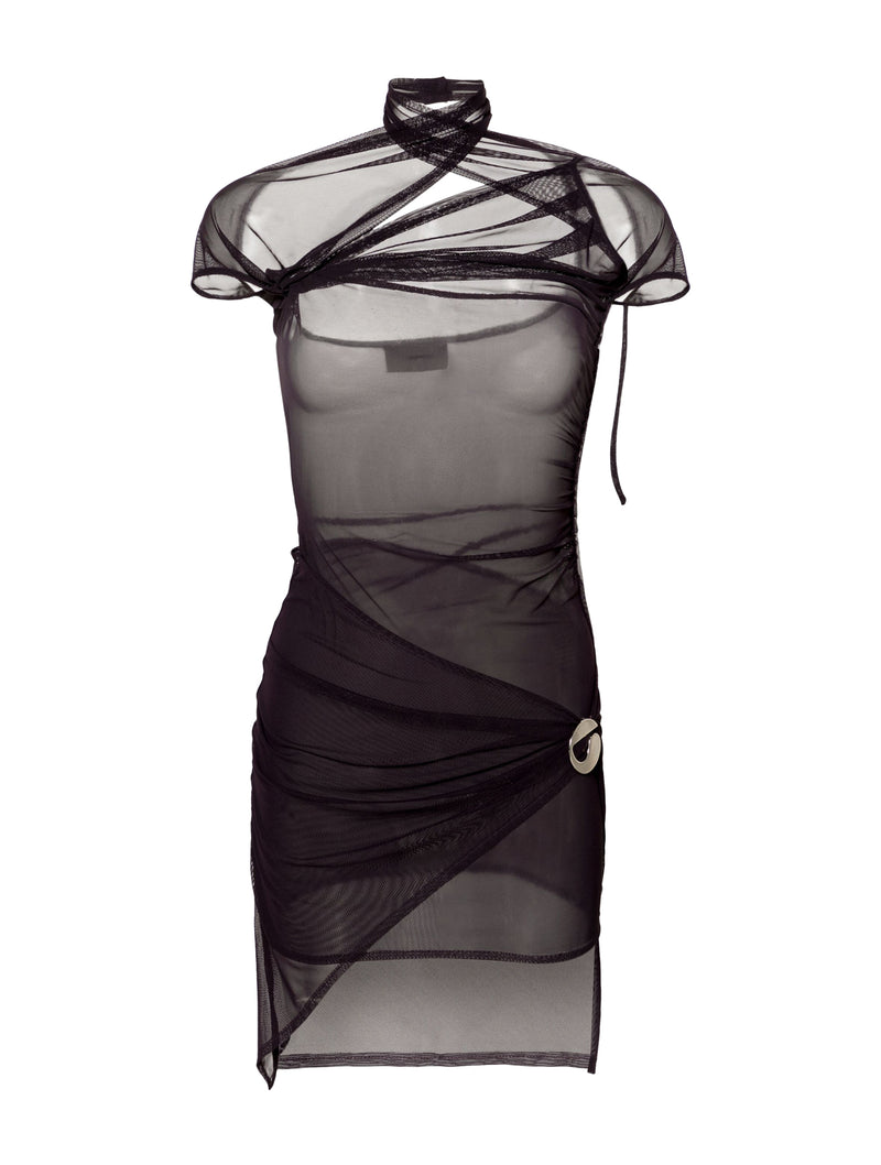 Semi-transparent asymmetric dress