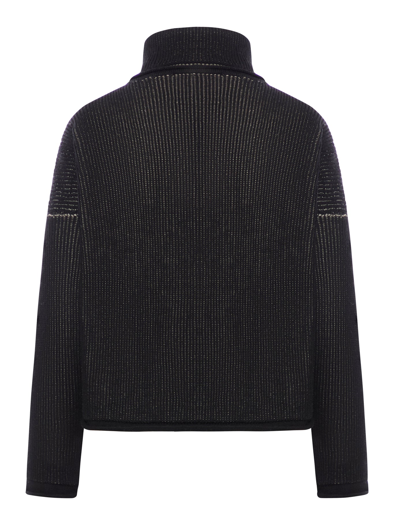 Two-tone ribbed wool and linen turtleneck