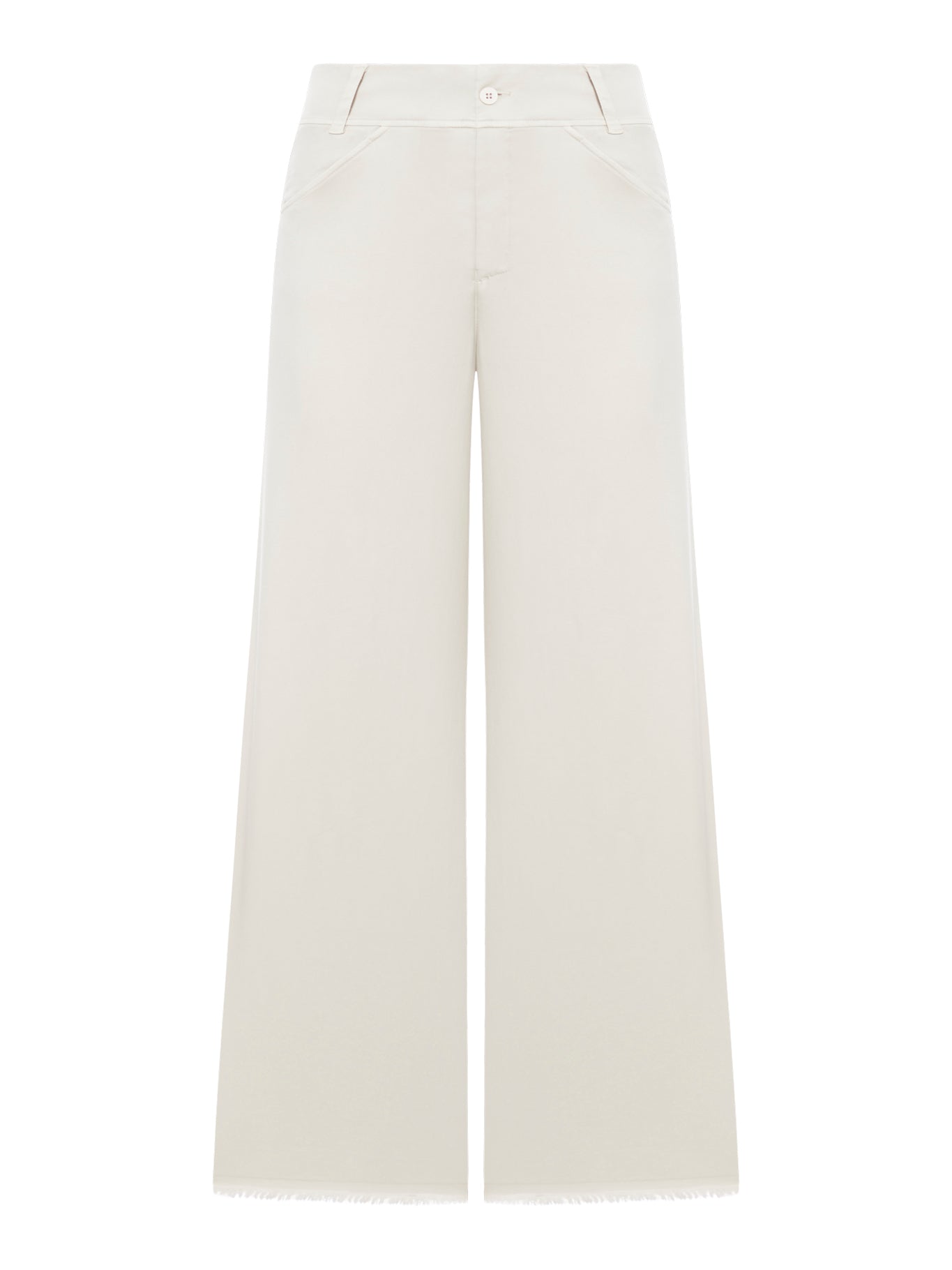 Wide leg trousers with raw cut at the bottom in viscose and stretch cotton