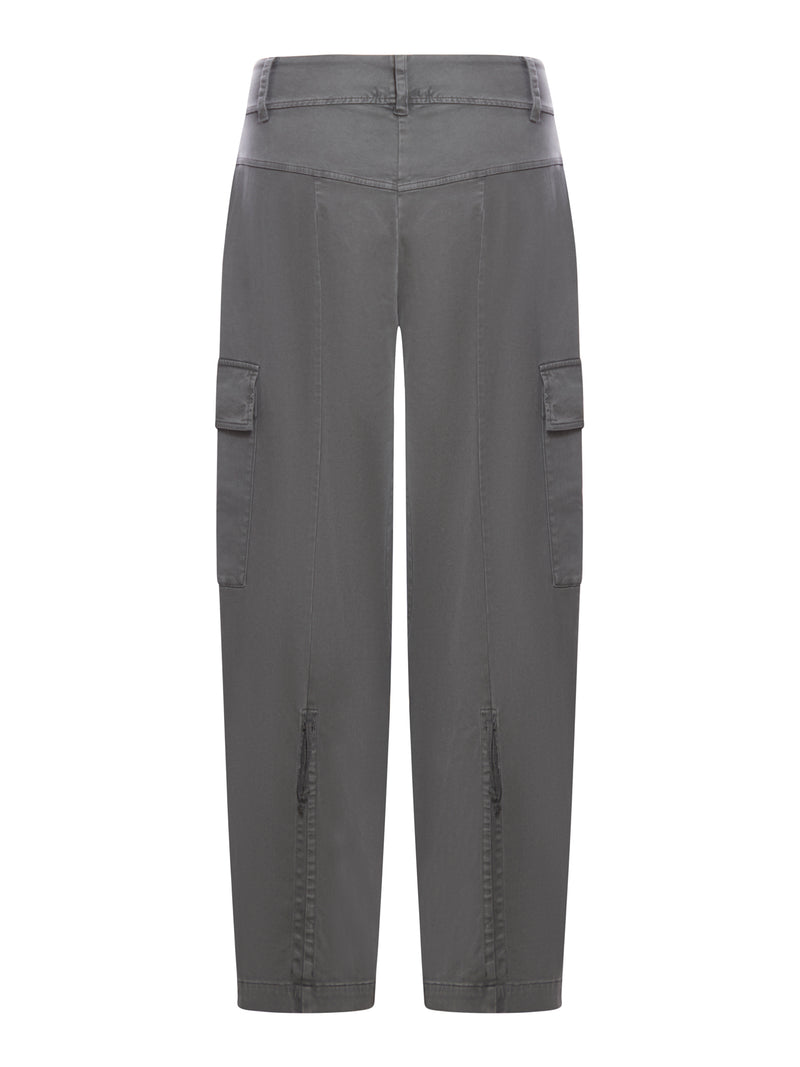 Stretch cotton satin cargo pants