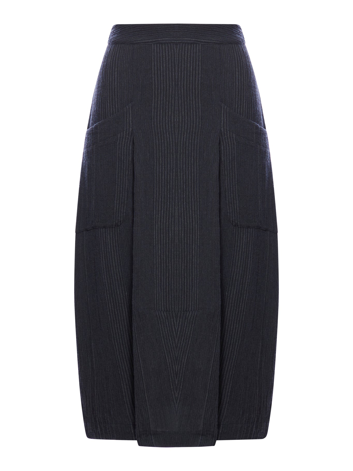 Bombé skirt in embossed pinstripe wool blend