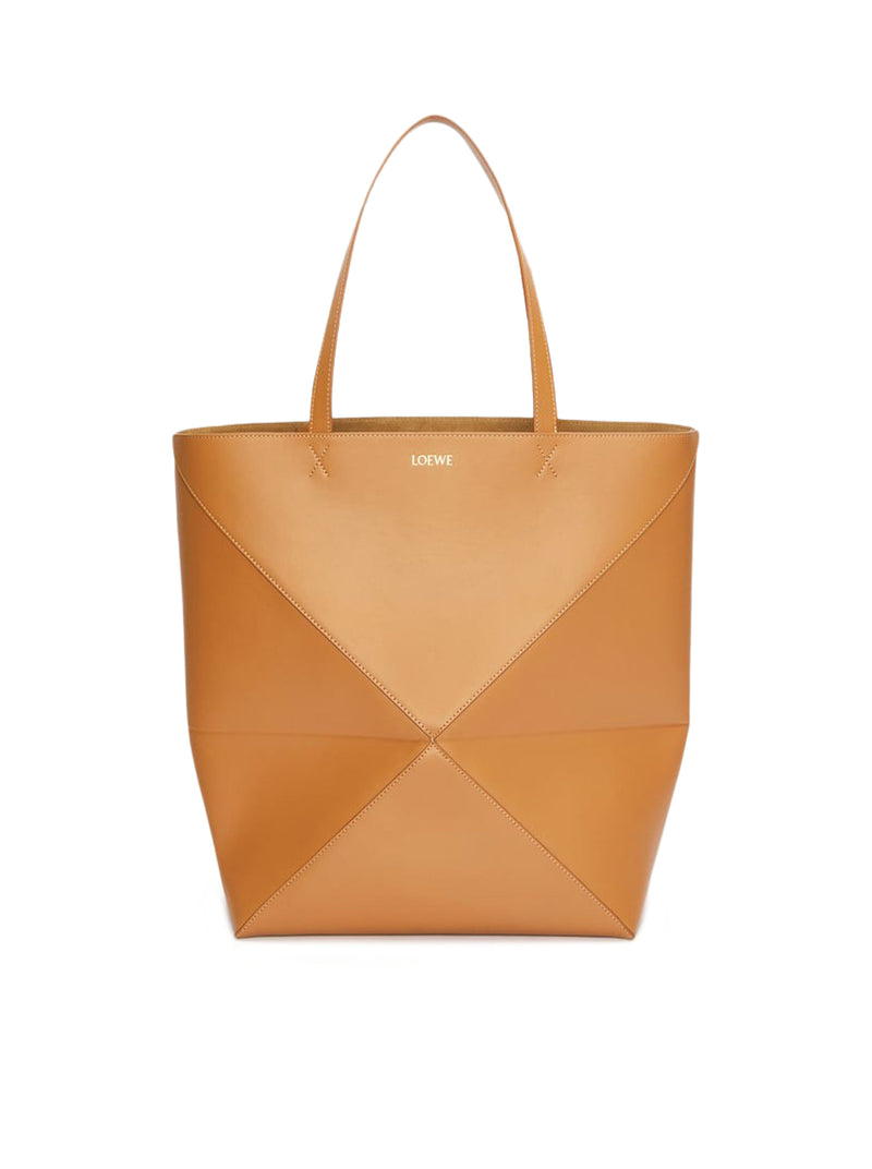 Puzzle Fold Tote XL bag in shiny calfskin