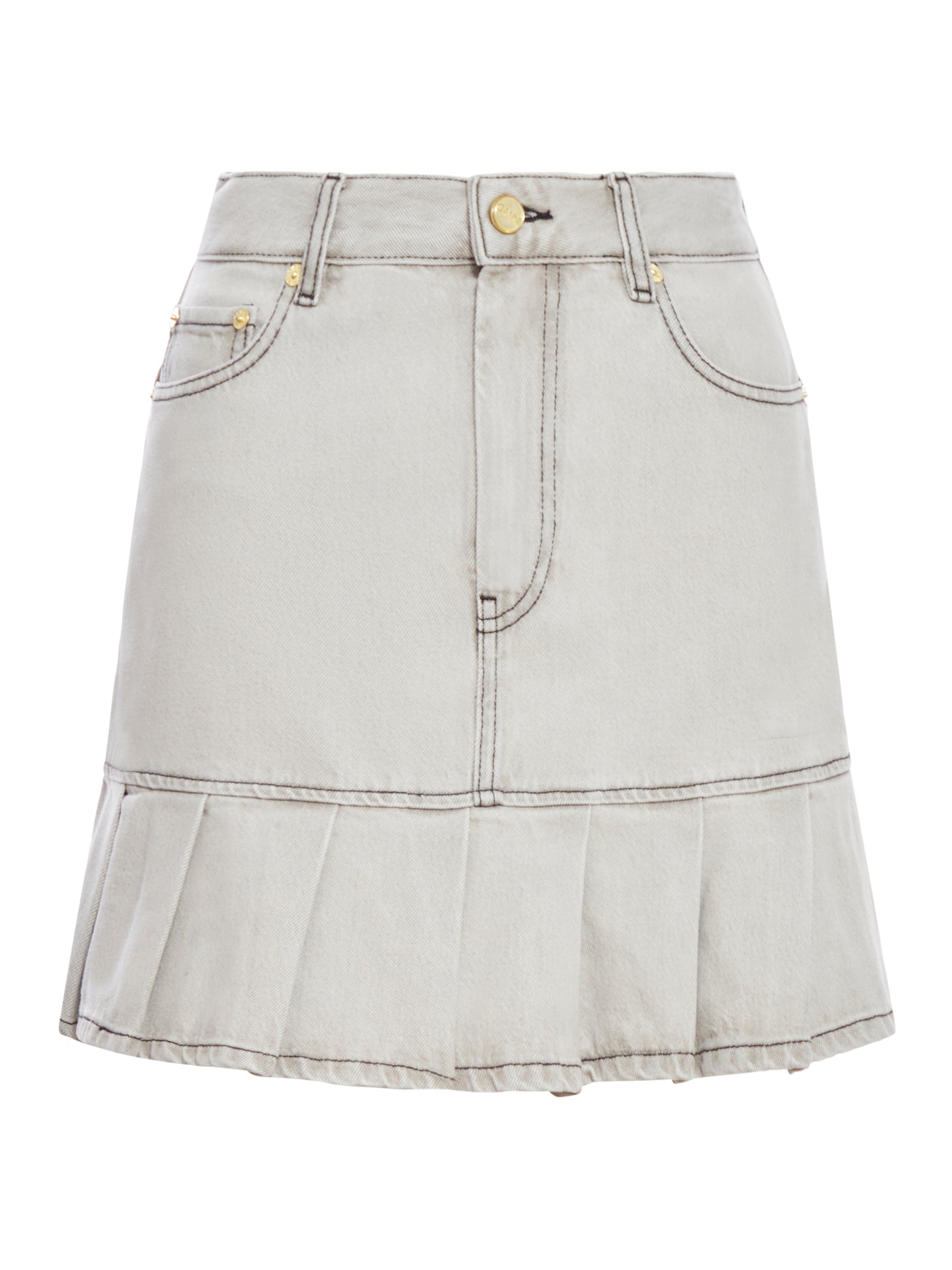 GREY FUTURE DENIM PLEATED MINI SKIRT