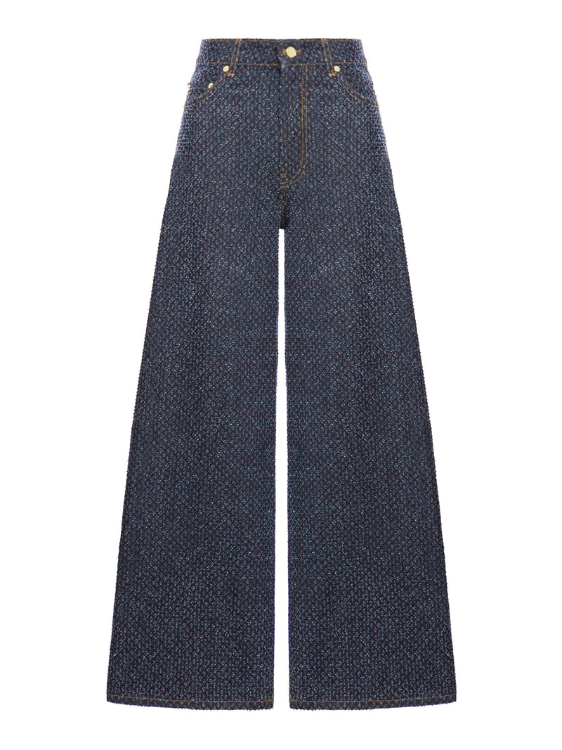 DARK BLUE FLUFFY WIDE JEANS