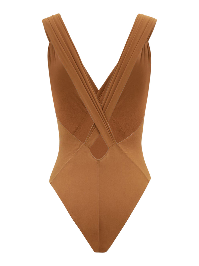 CROSSED BACK BODYSUIT IN SILK MUSLIN