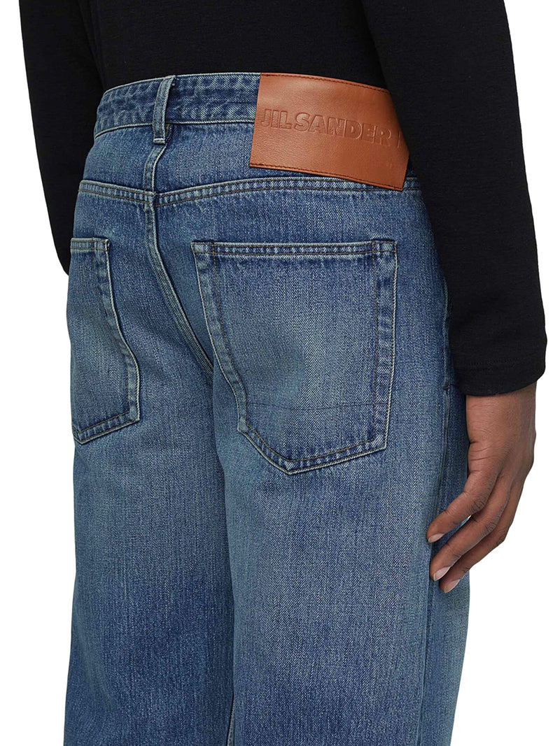 logo-patch cotton tapered jeans