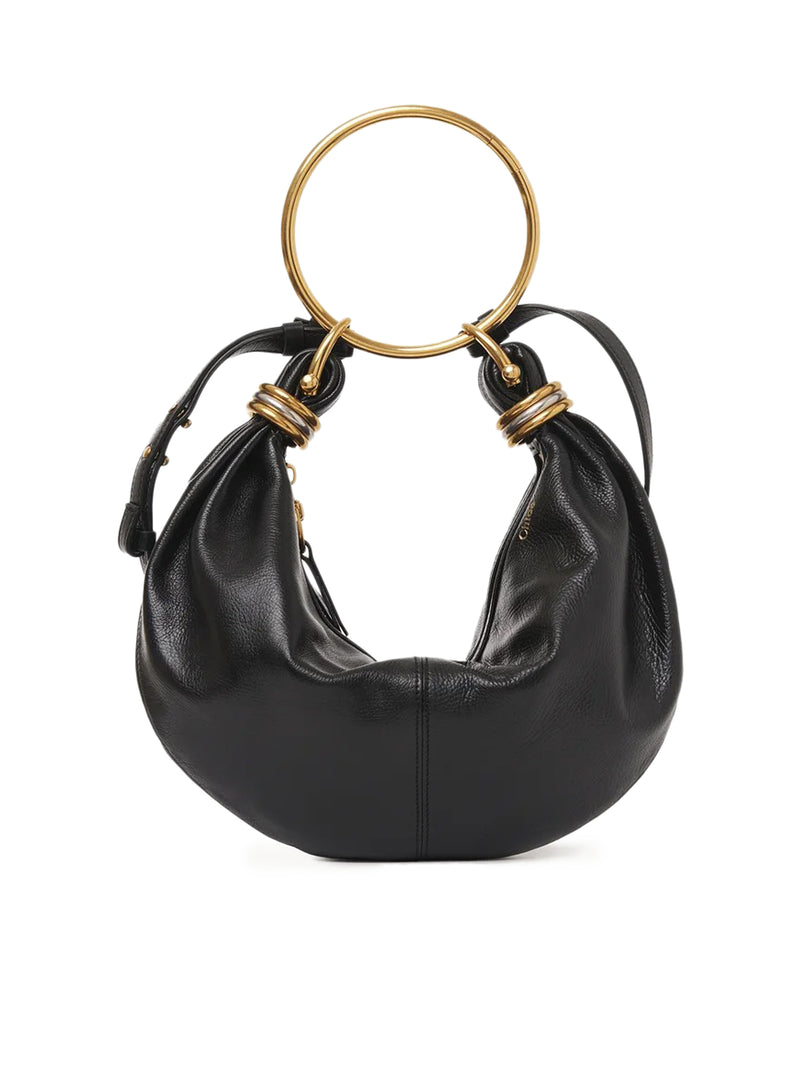 SMALL BRACELET HOBO BAG IN GRAINED LEATHER