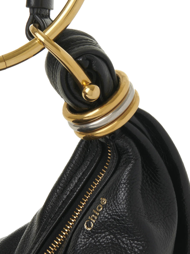 SMALL BRACELET HOBO BAG IN GRAINED LEATHER