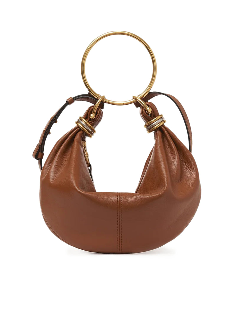 SMALL BRACELET HOBO BAG IN GRAINED LEATHER