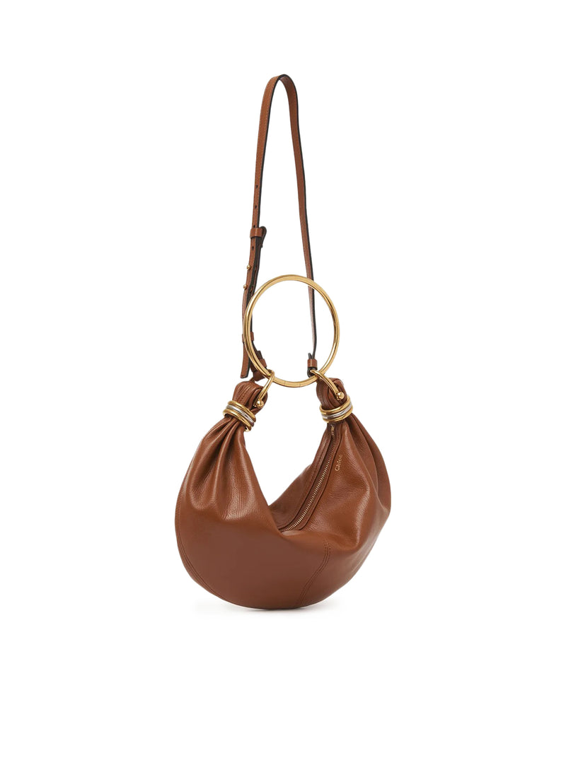 SMALL BRACELET HOBO BAG IN GRAINED LEATHER