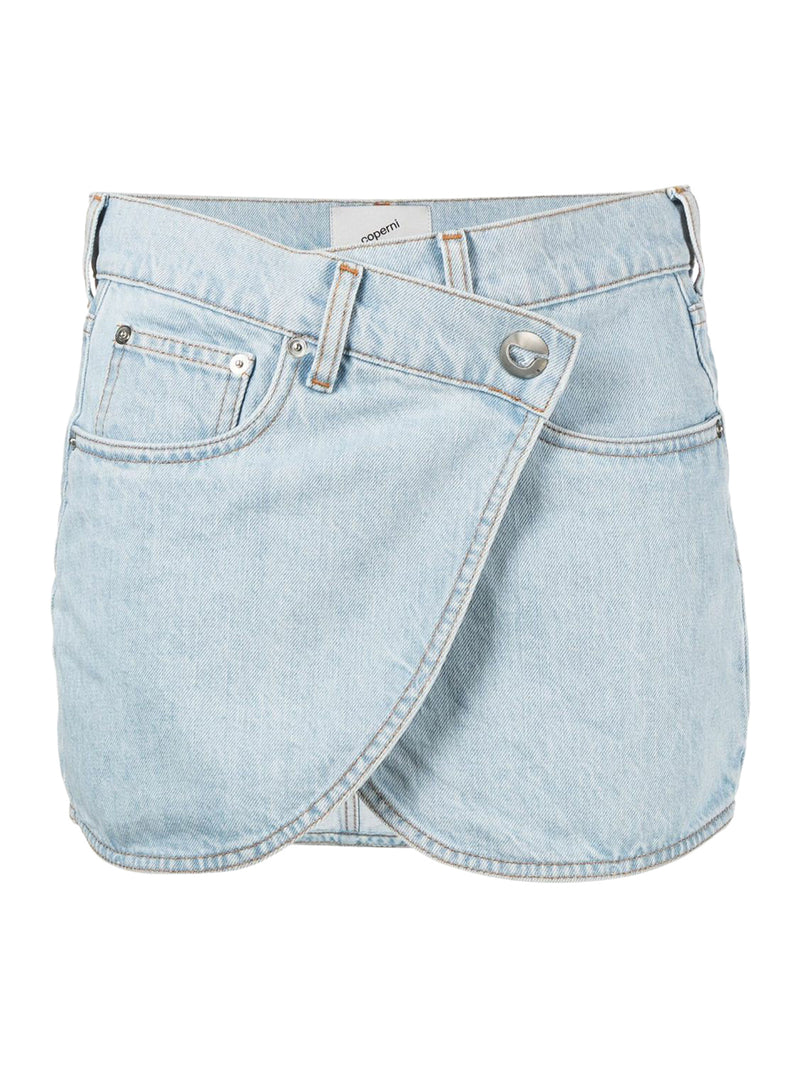 Asymmetrical denim miniskirt