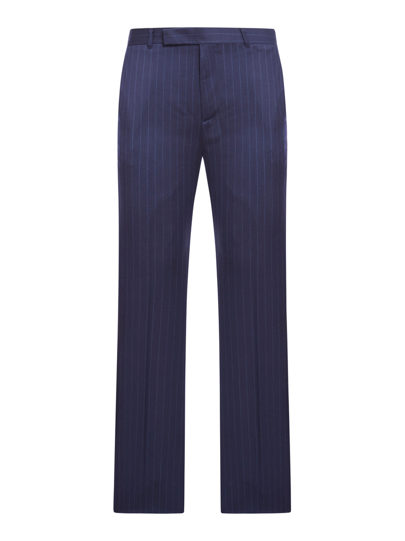 Slim-fit tailored trousers in striped wool