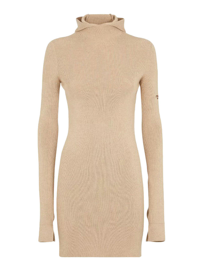 Beige wool and silk dress