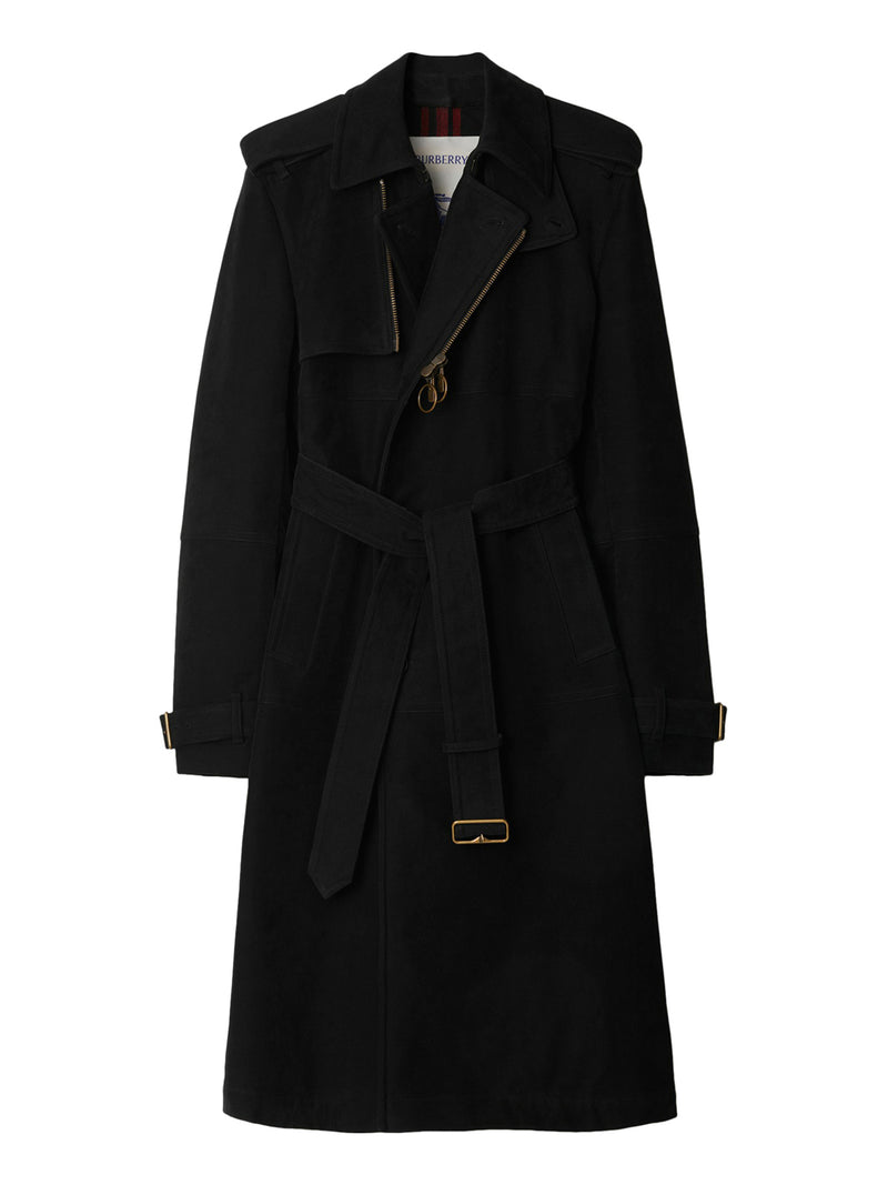 Long nylon and cotton trench coat