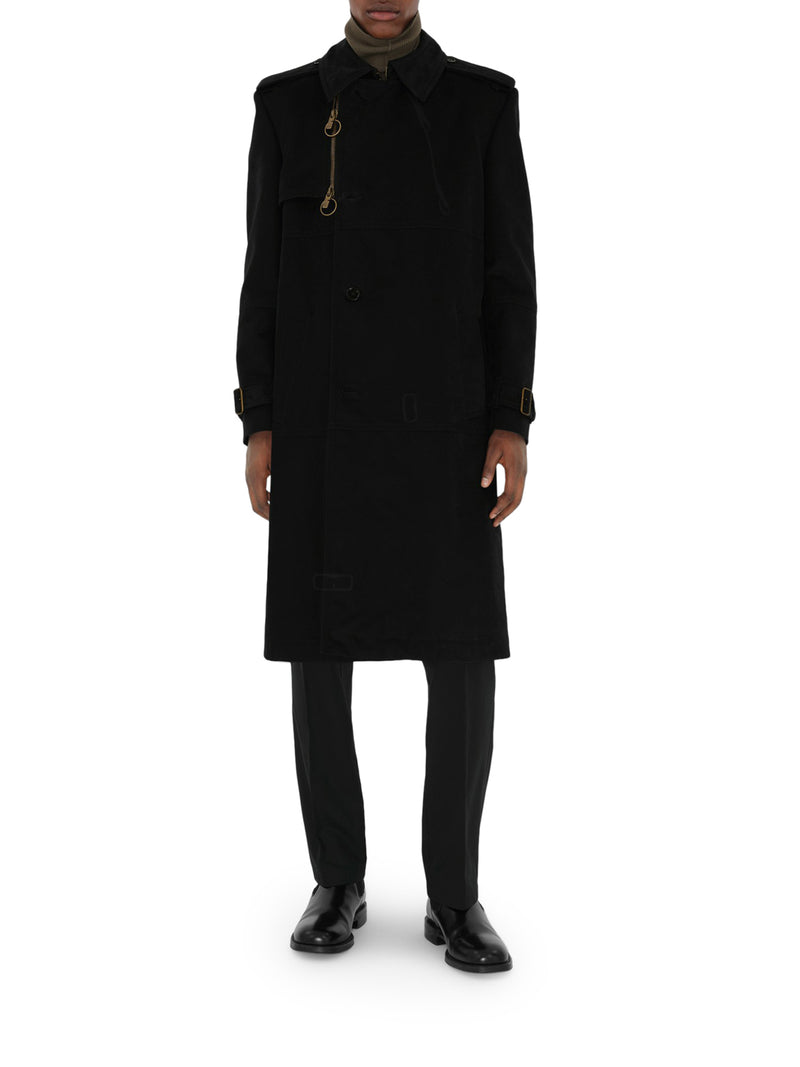 Long nylon and cotton trench coat