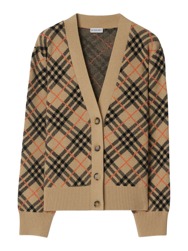 Cashmere Check Cardigan