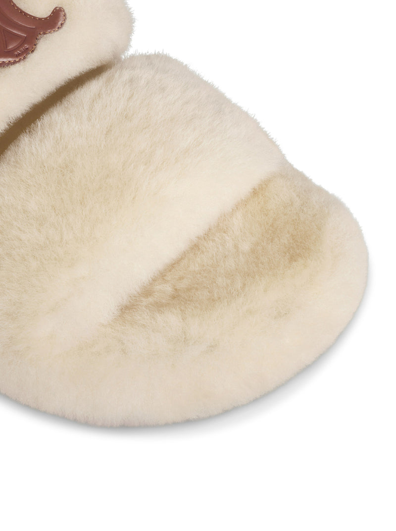 CELINE TRIOMPHE SHEARLING FUR SLIDES