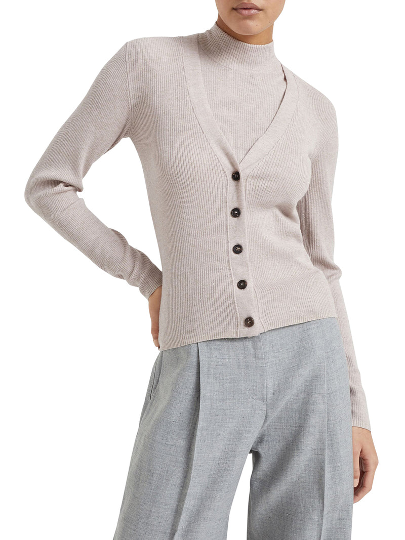 Sparkling ribbed cashmere cardigan