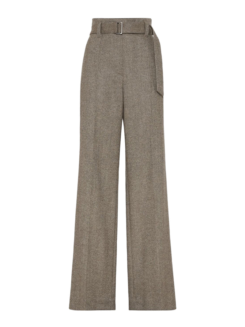 HERRINGBONE TROUSERS WITH PLEATS