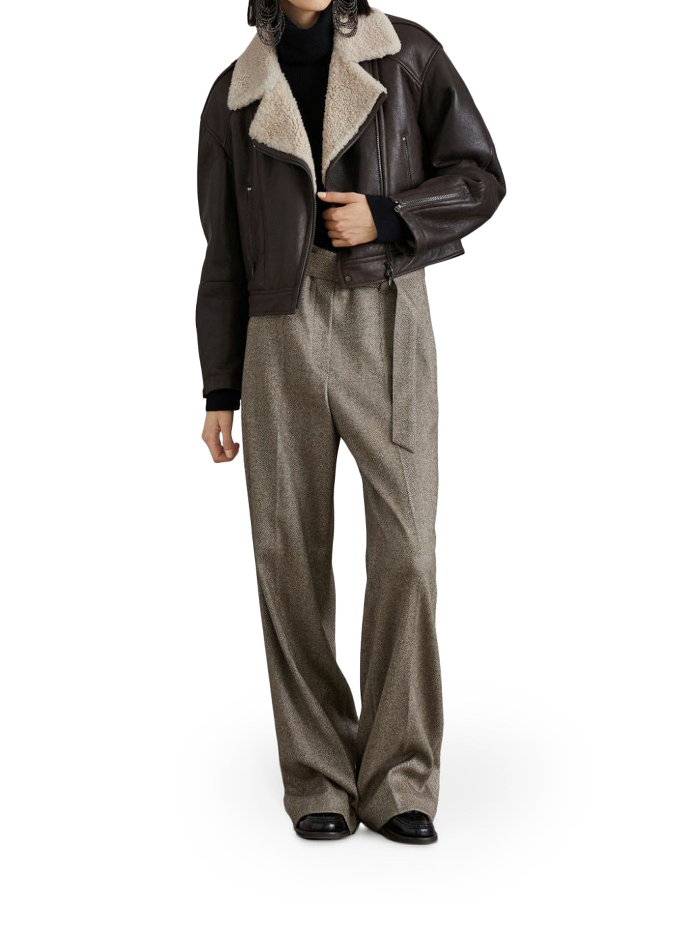 HERRINGBONE TROUSERS WITH PLEATS