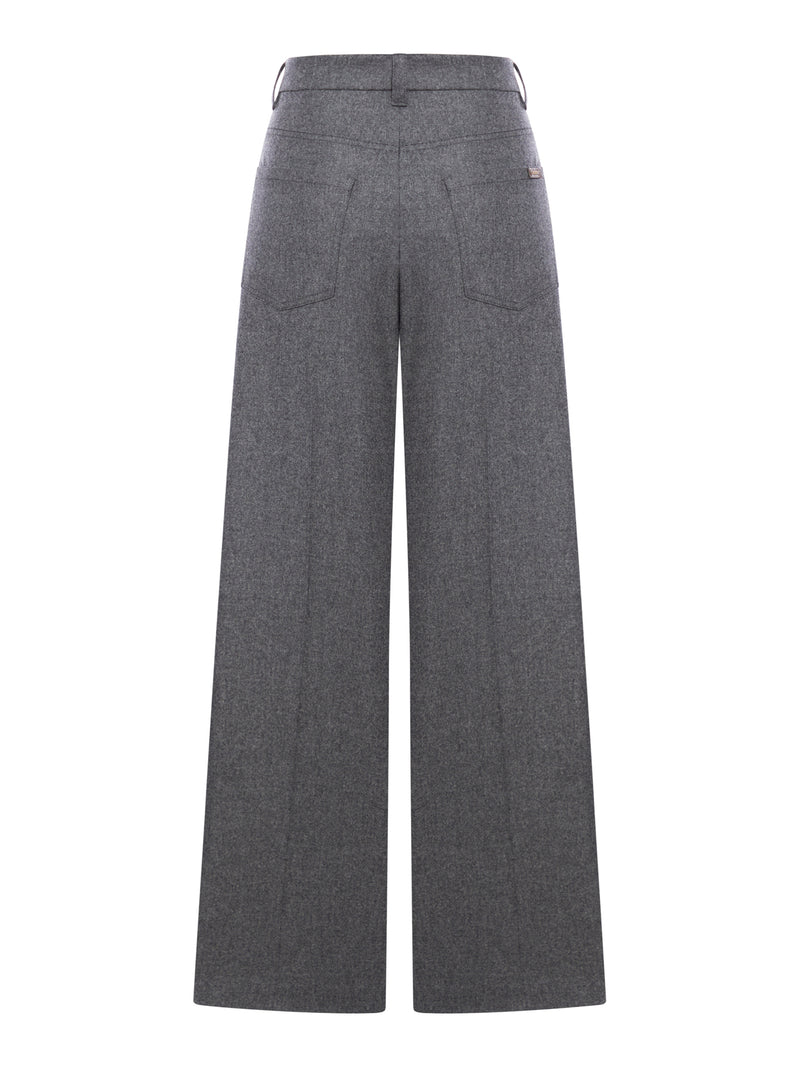 Loose trousers in virgin wool and cashmere flannel