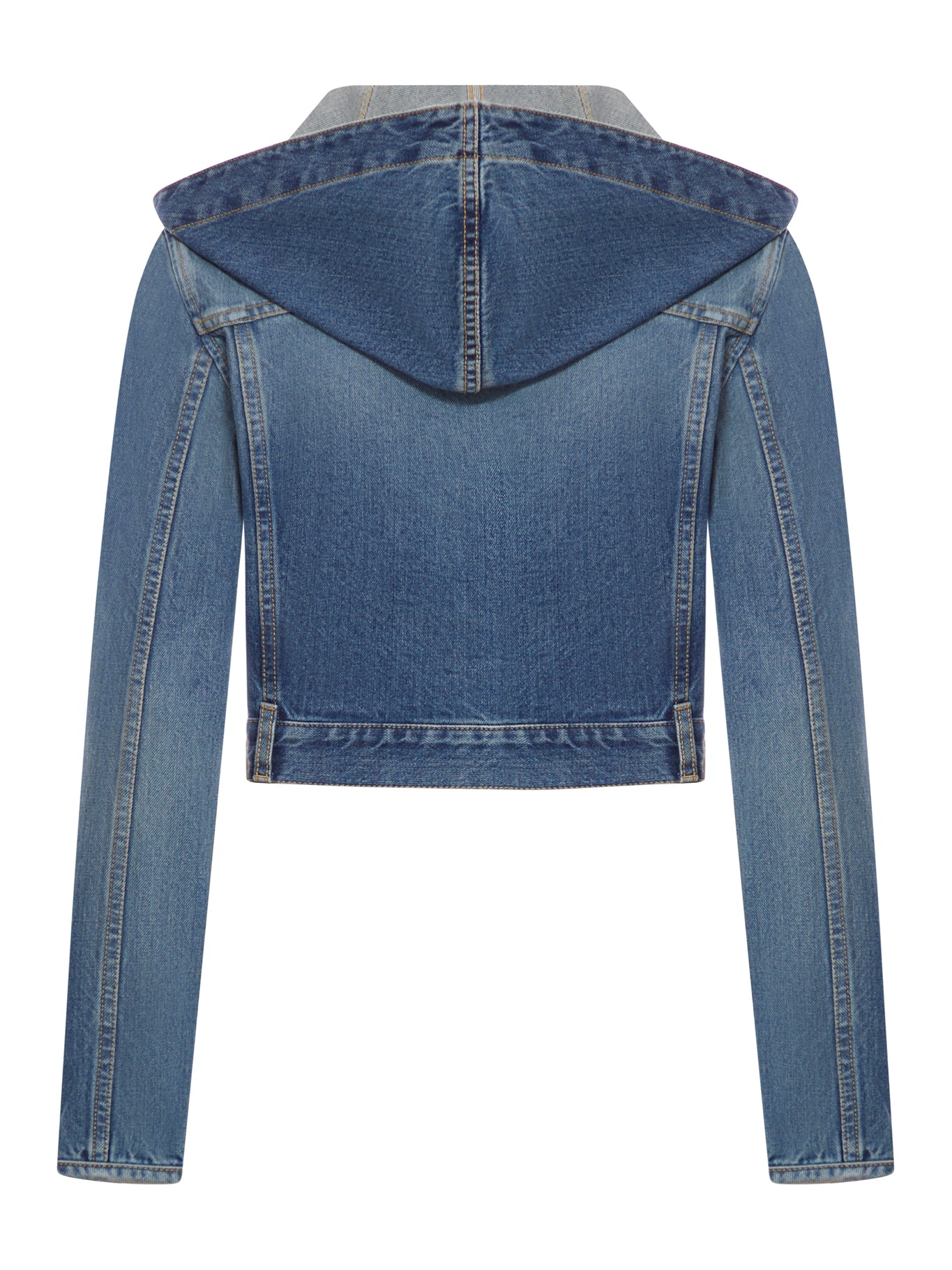 DENIM CROP HOODED JACKET