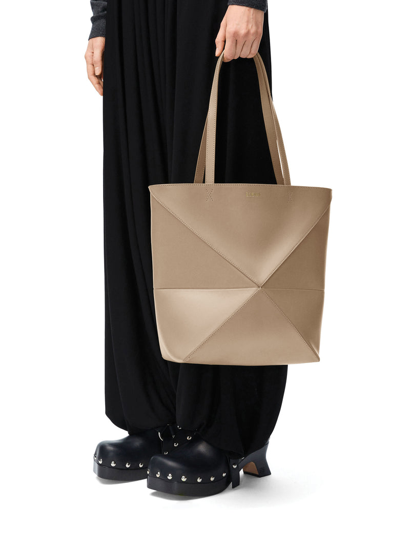 PUZZLE FOLD TOTE BAG IN POLISHED CALFSKIN