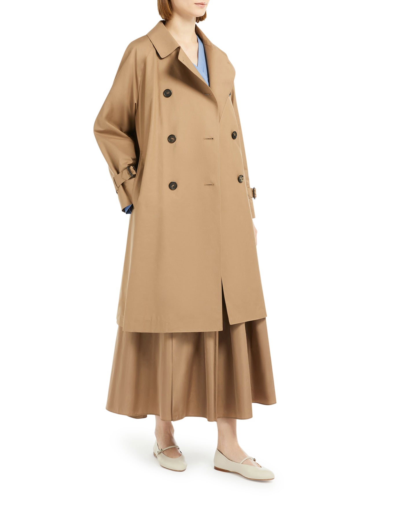 TRENCH MIDI IN TWILL ANTIGOCCIA