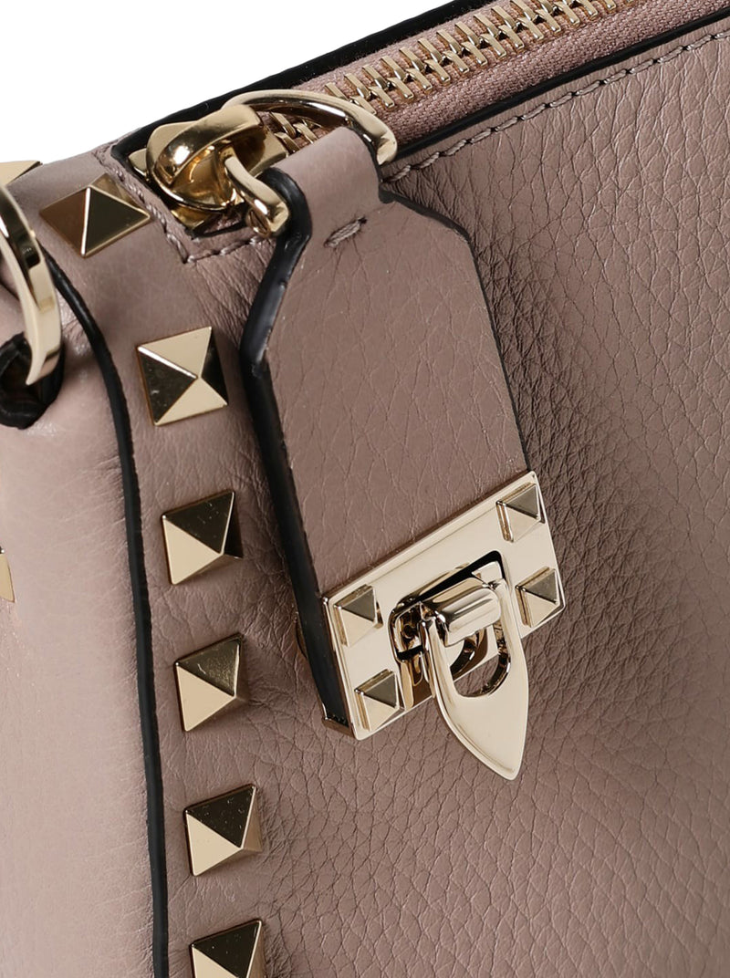 SMALL ROCKSTUD SHOULDER BAG IN GRAINED CALFSKIN