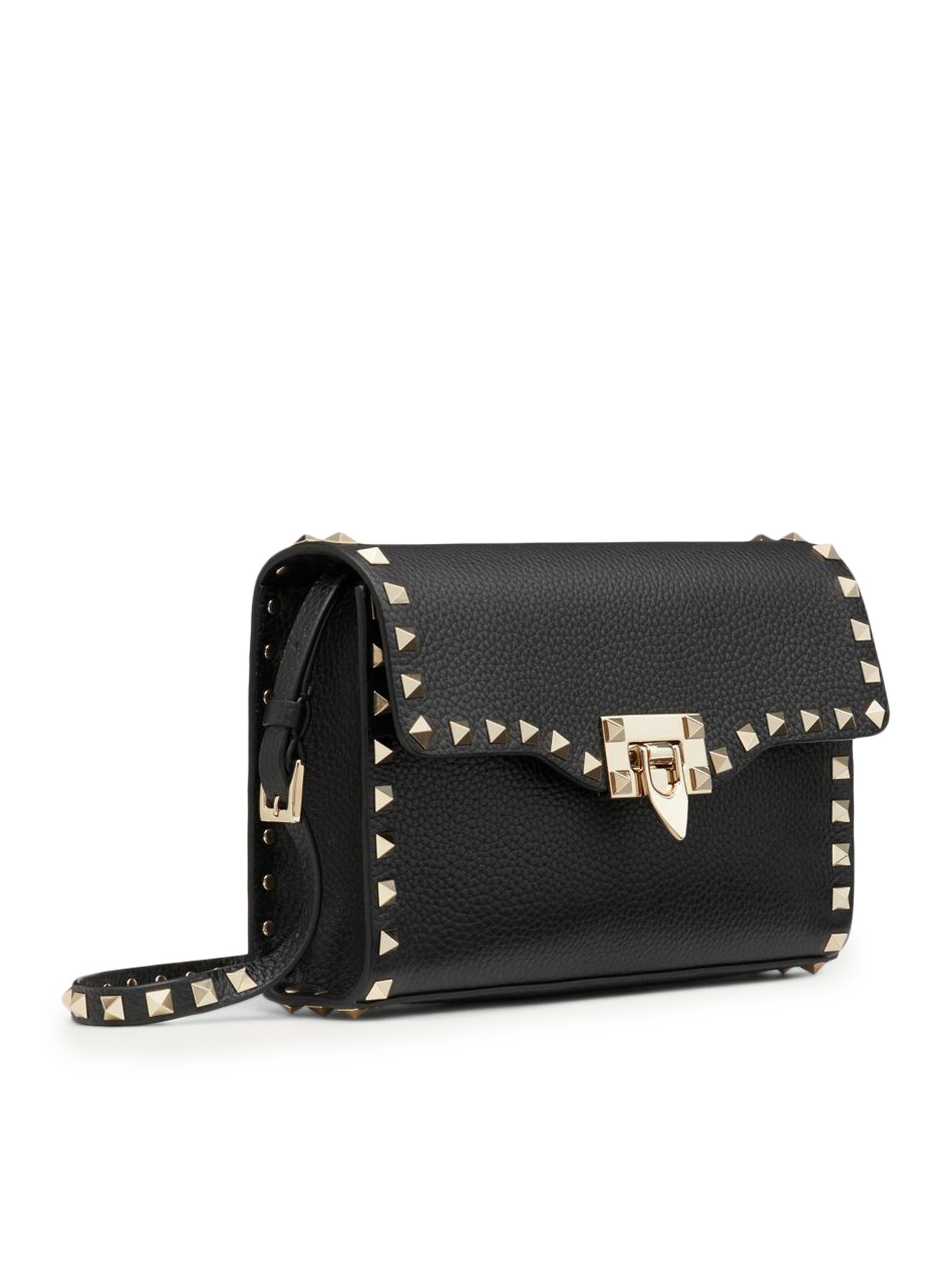 SMALL ROCKSTUD CROSSBODY BAG IN GARNET CALFSKIN