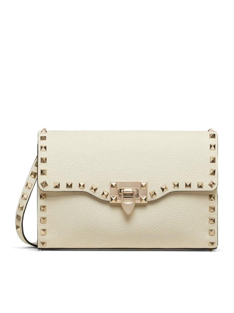 SMALL ROCKSTUD CROSSBODY BAG IN GARNET CALFSKIN